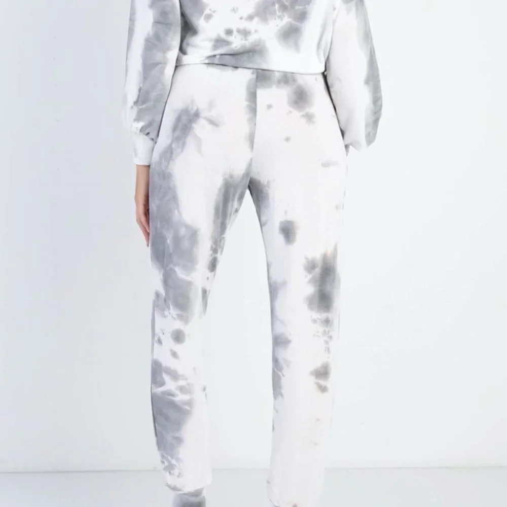 Charcoal Tie-Dye Off-The-Shoulder Top High Waist Pants Set - Picture 7 of 9